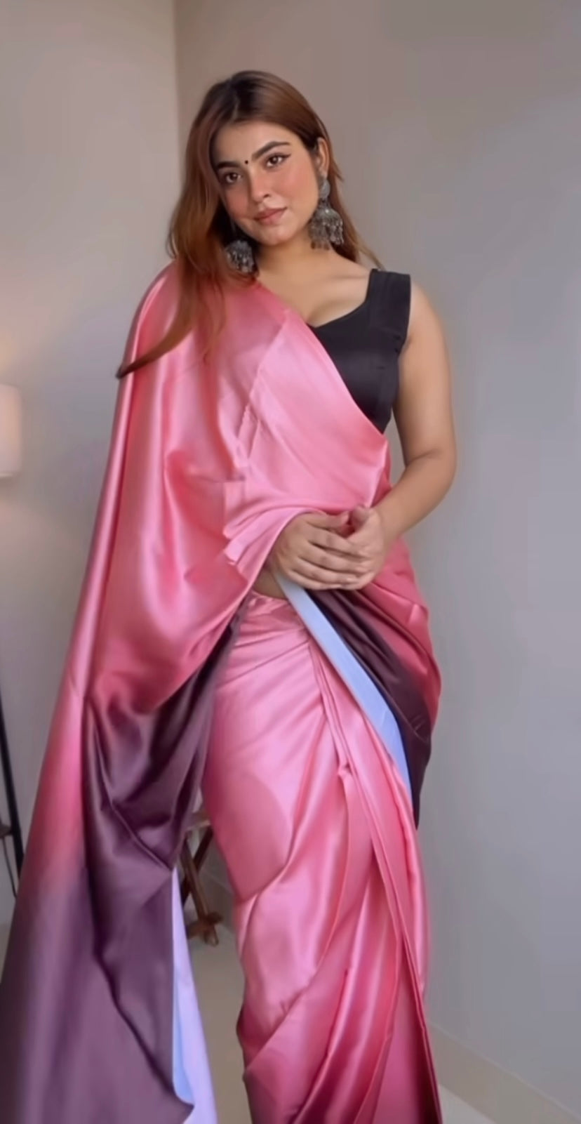 Gratifying Pre-Draped Satin Silk Saree