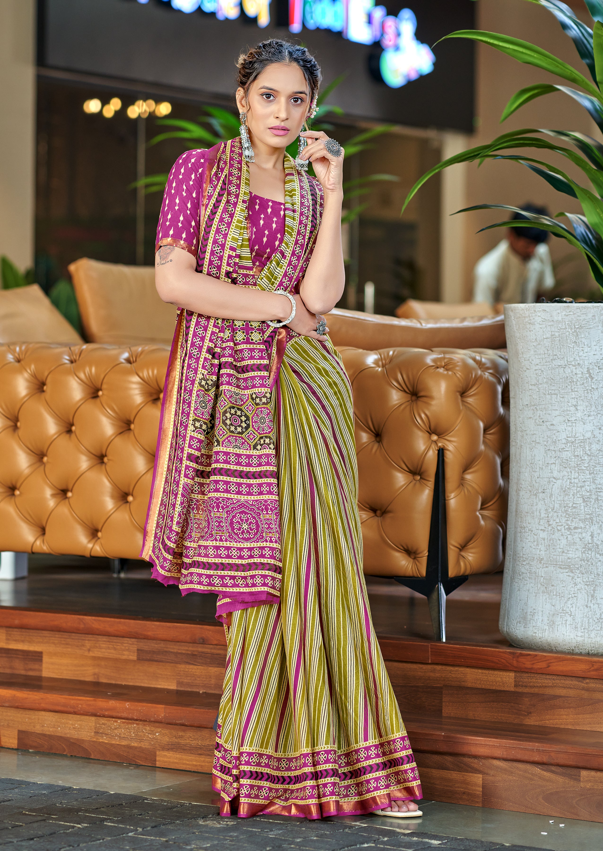 Pleasant 1 Minute Ready To Wear Mul Cotton Digital Printed Saree