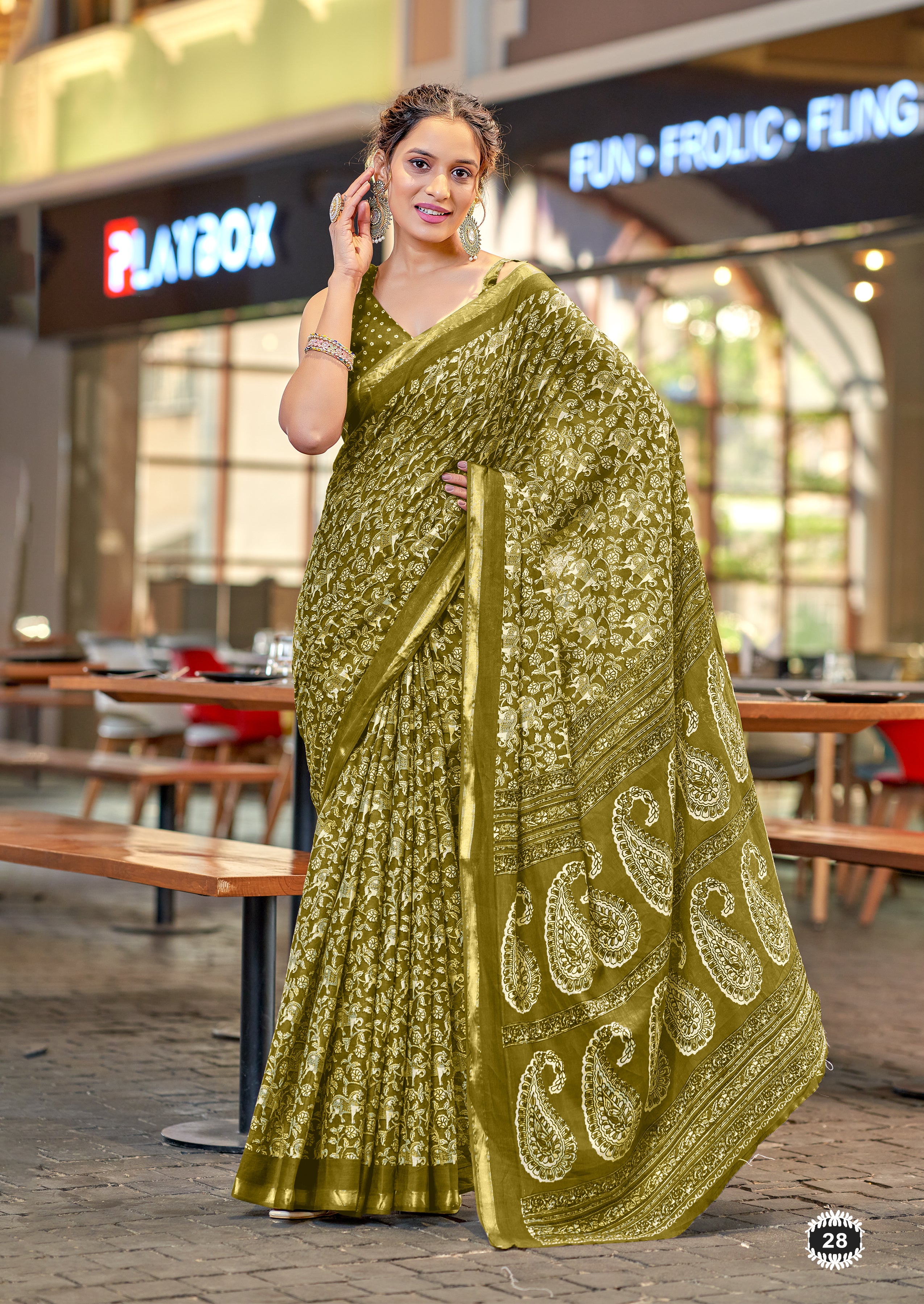 Classic 1-Minute Ready To Wear Pure Cotton Digital Printed Saree