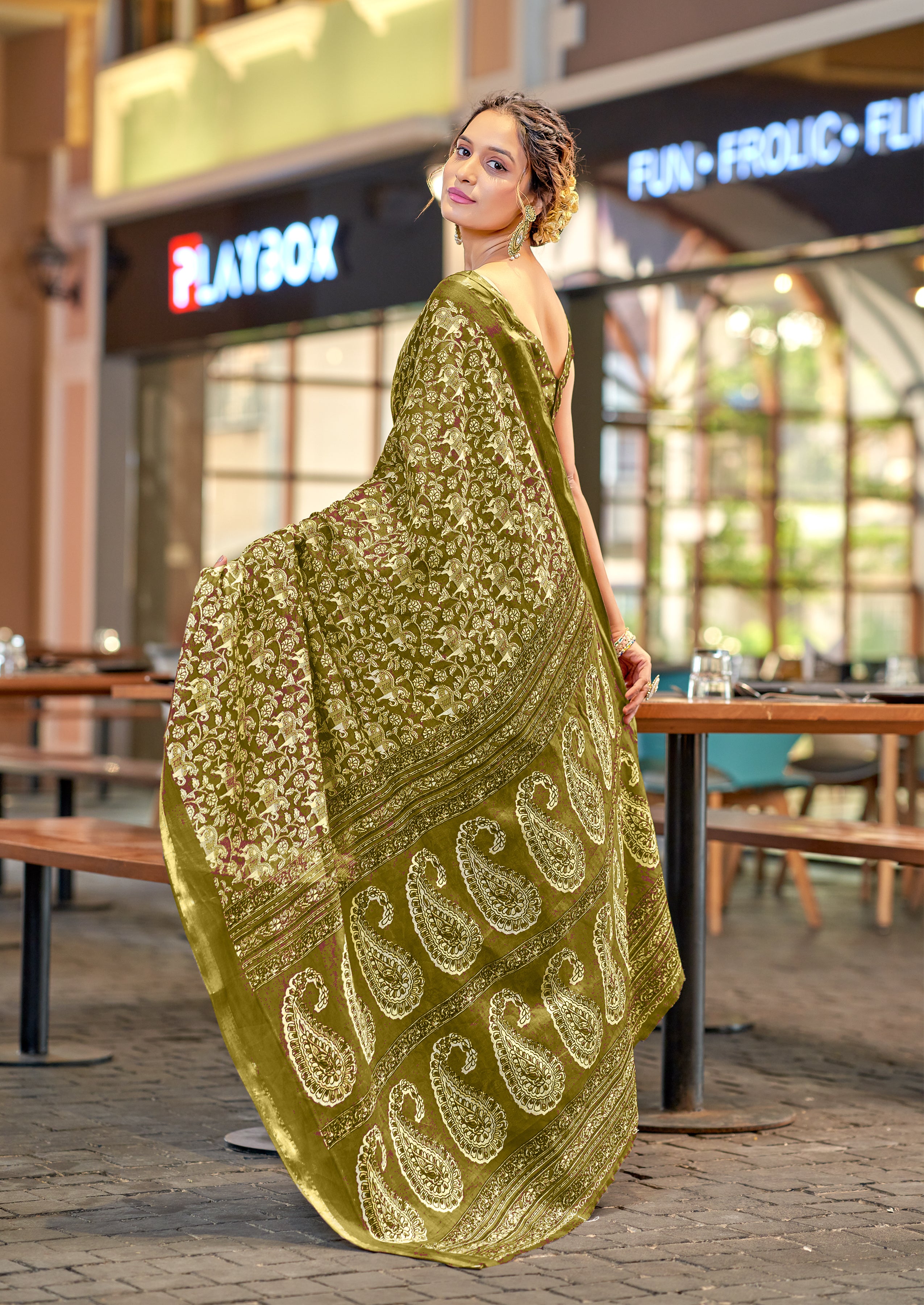 Classic 1-Minute Ready To Wear Pure Cotton Digital Printed Saree