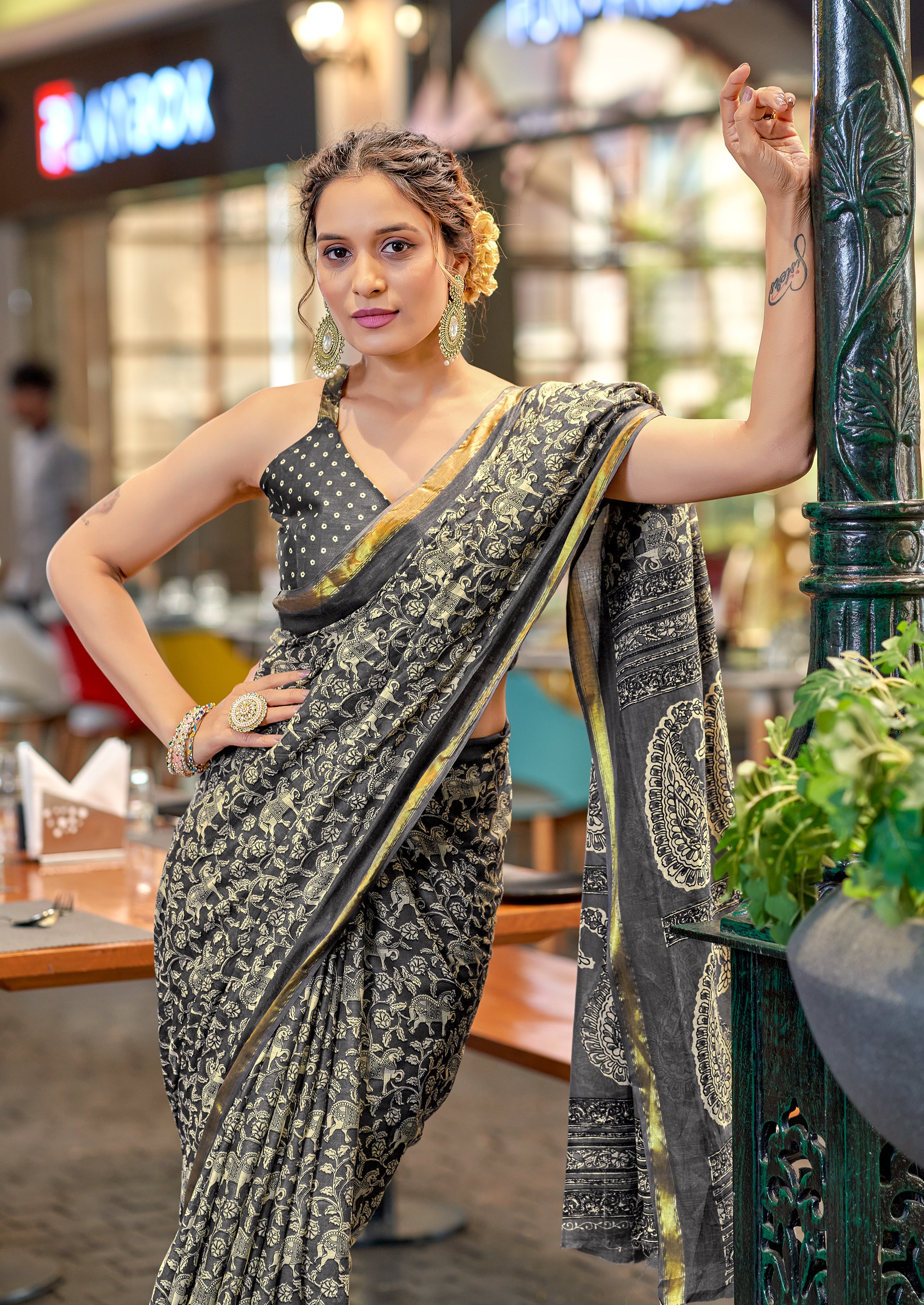 Innovative 1-Minute Ready To Wear Pure Cotton Printed Saree