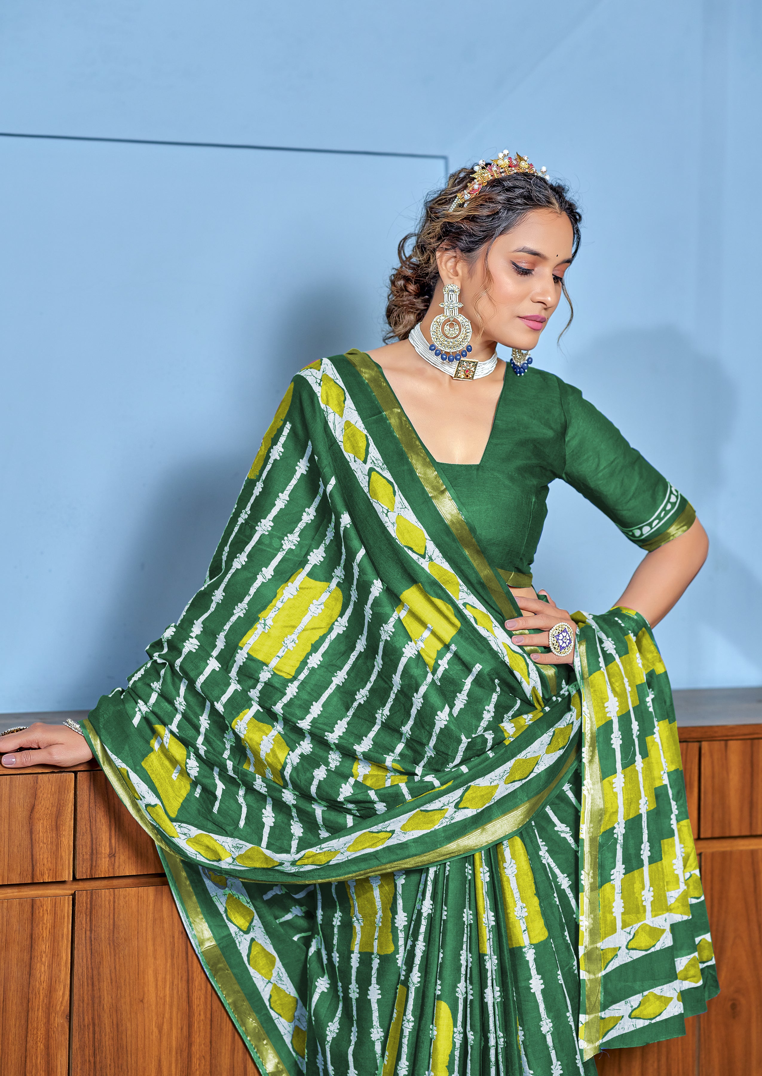 Pretty 1-Minute Ready To Wear Mul Cotton Digital Printed Saree