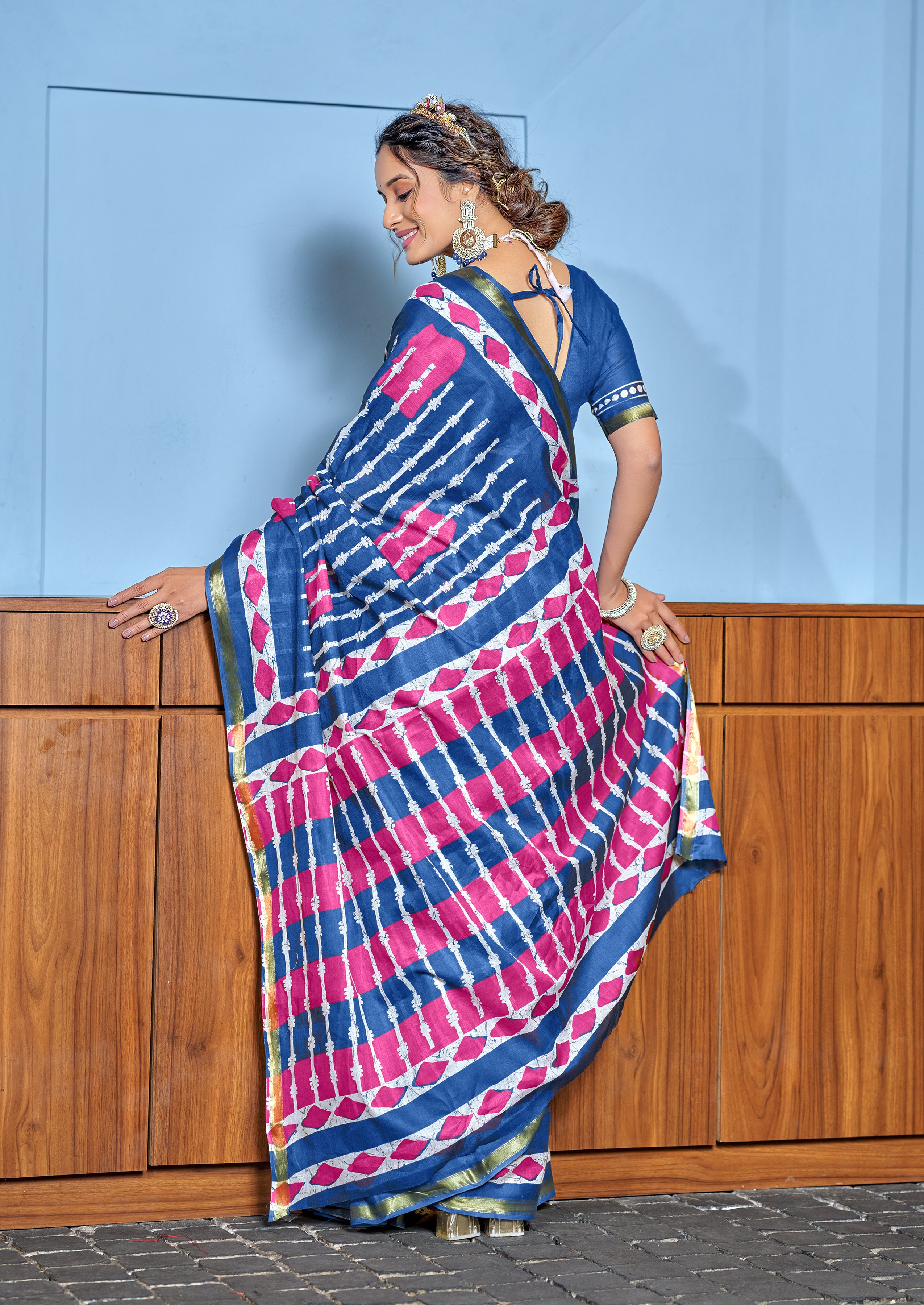 Adorning 1-Minute Ready To Wear Mul Cotton Digital Printed Saree