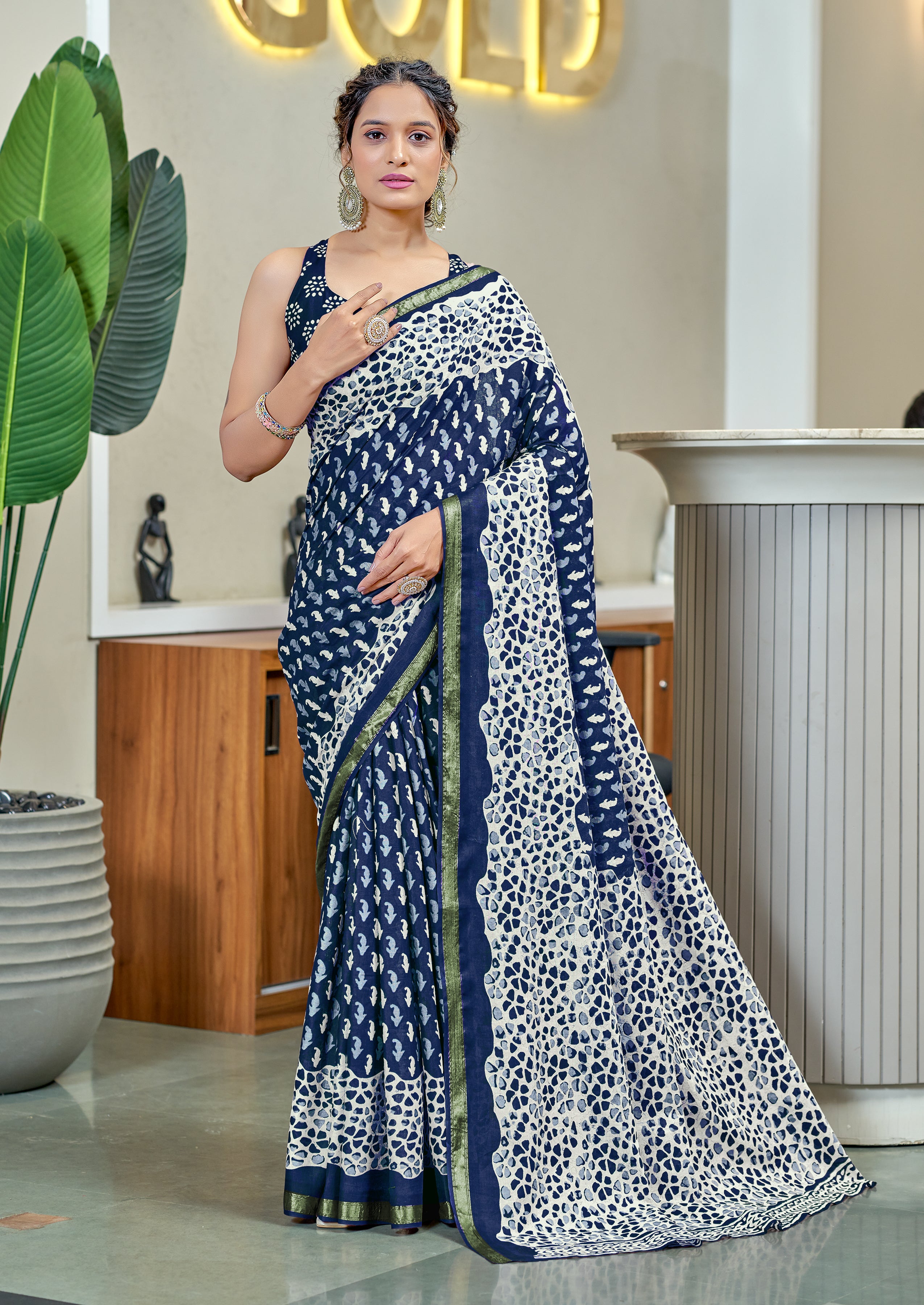 Ineffable 1-Minute Ready To Wear Pure Cotton Printed Saree