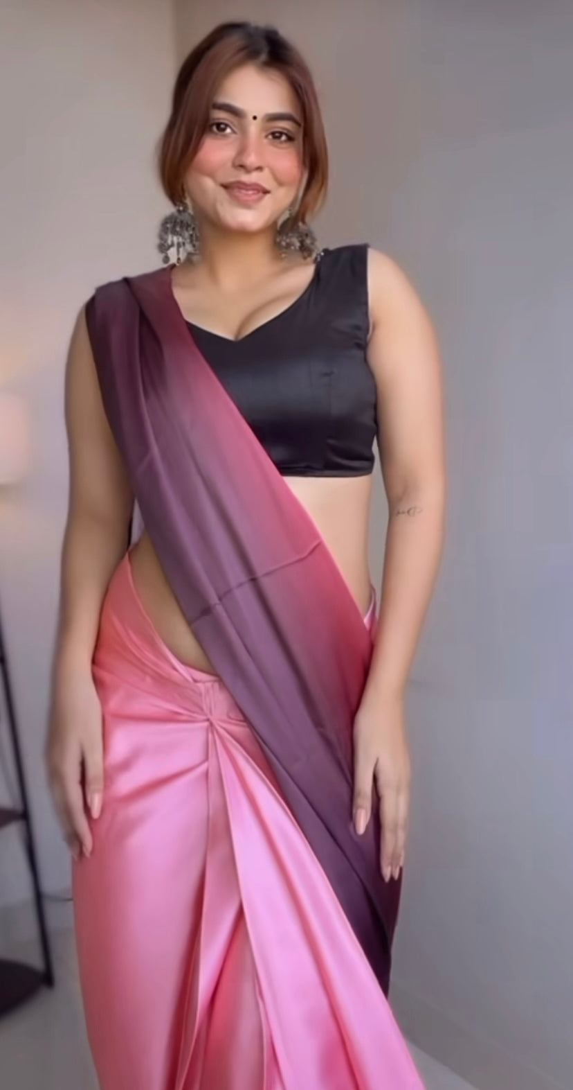 Gratifying Pre-Draped Satin Silk Saree