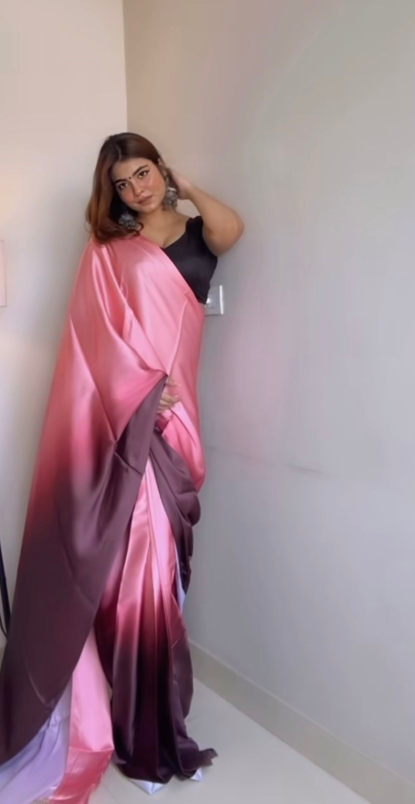 Gratifying Pre-Draped Satin Silk Saree