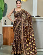 Opulent 1-Minute Ready To Wear Mul Cotton Brown Digital Printed Saree