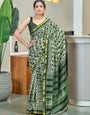 Luminous 1-Minute Ready To Wear Green Pure Cotton Printed Saree