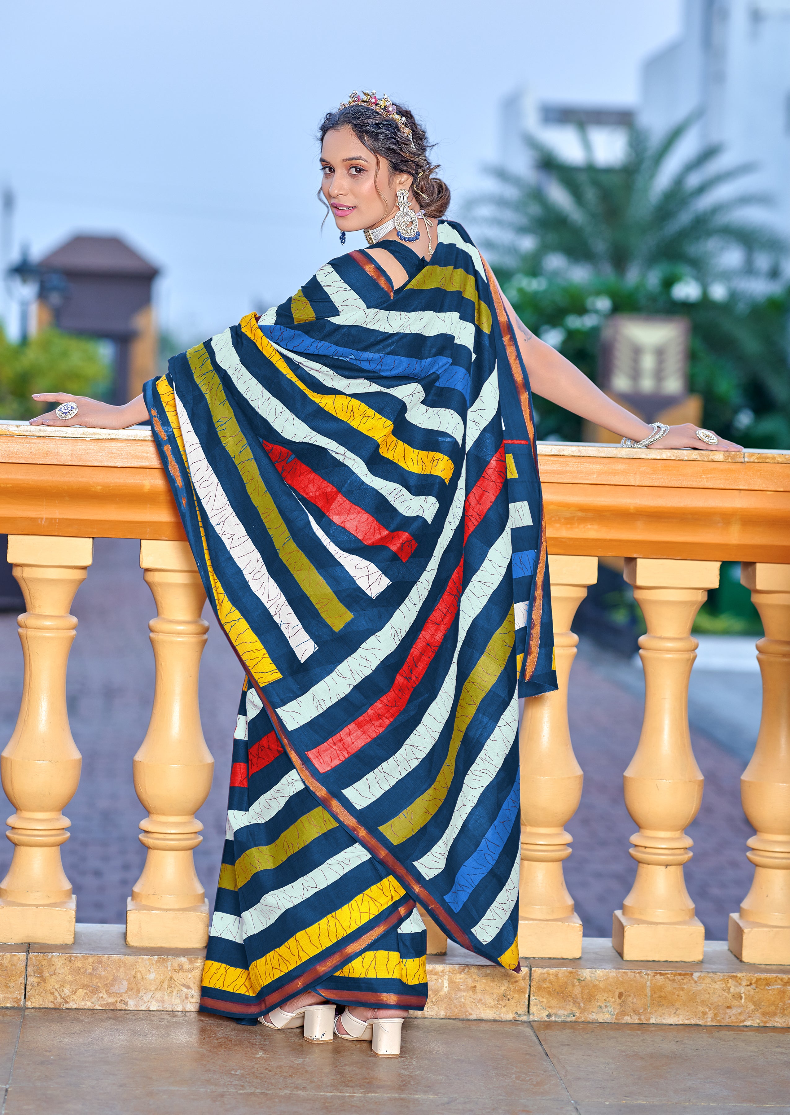 Inspiring 1-Minute Ready To Wear Leheriya Style Cotton Saree