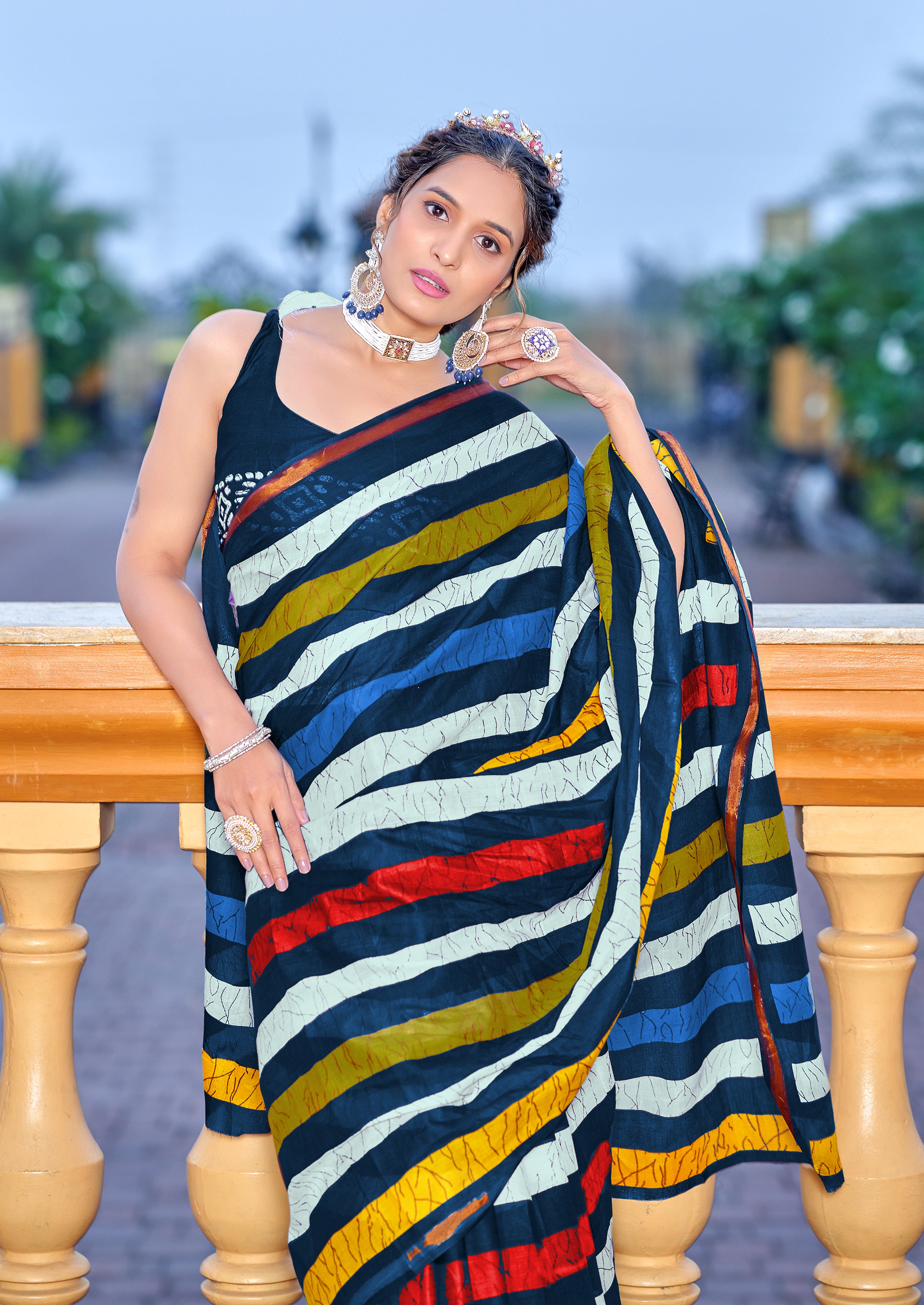 Inspiring 1-Minute Ready To Wear Leheriya Style Cotton Saree