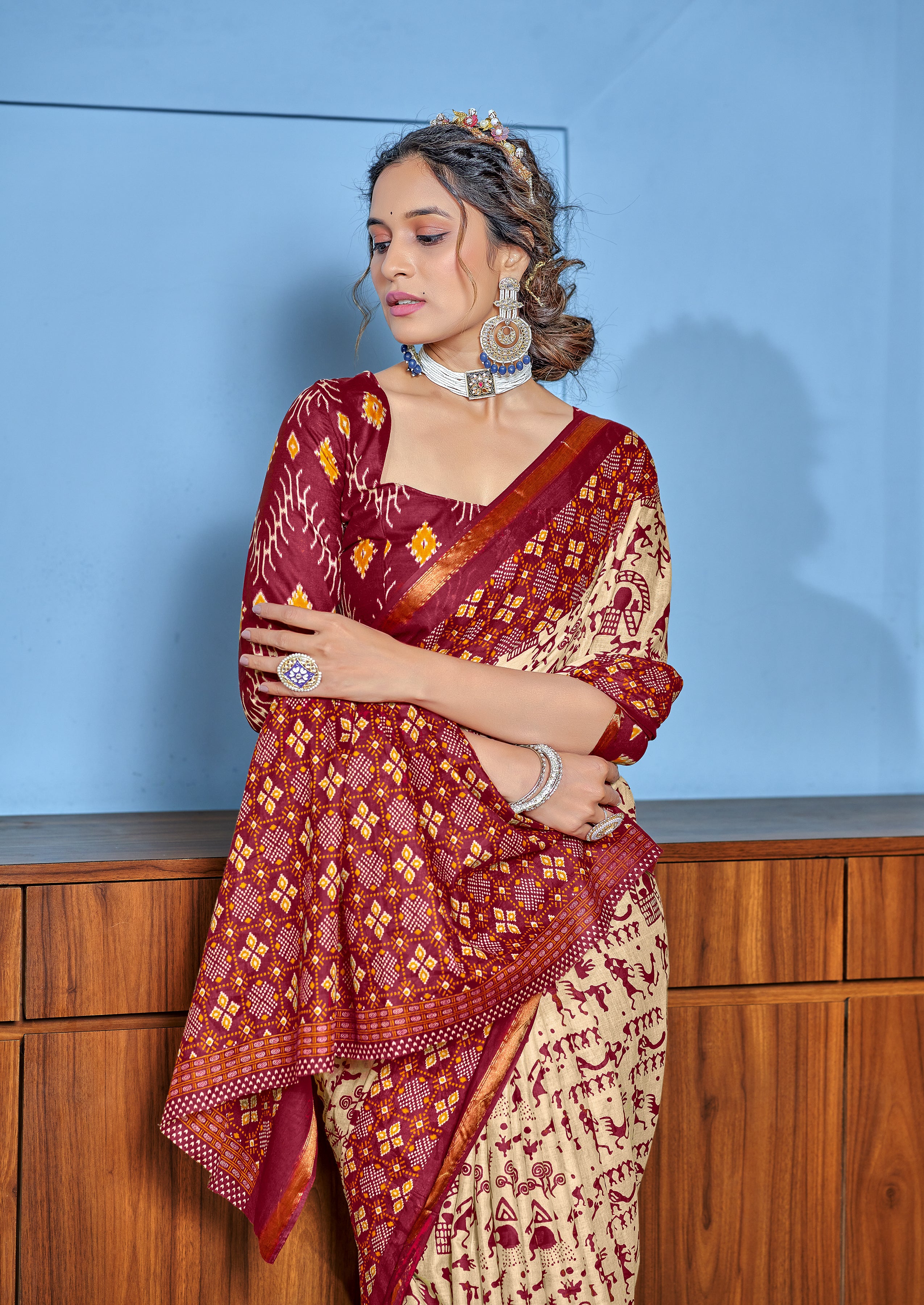 Petrichor 1-Minute Ready To Wear Mul Cotton Digital Printed Saree