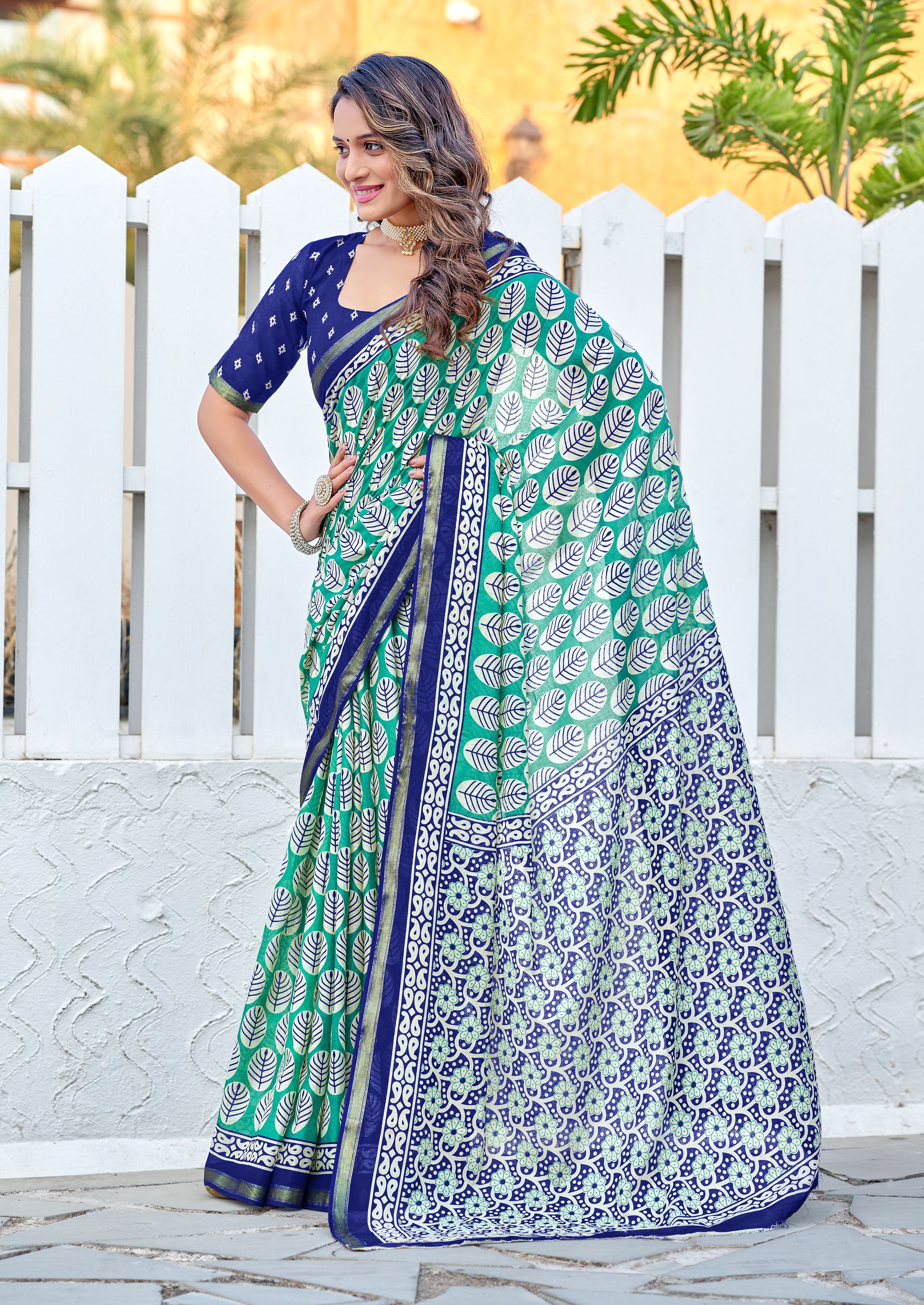 Glorious 1-Minute Ready To Wear Mul Cotton Digital  printed Saree