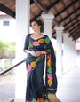 Leaf Pattern Black colour Banarasi Silk Woven Saree