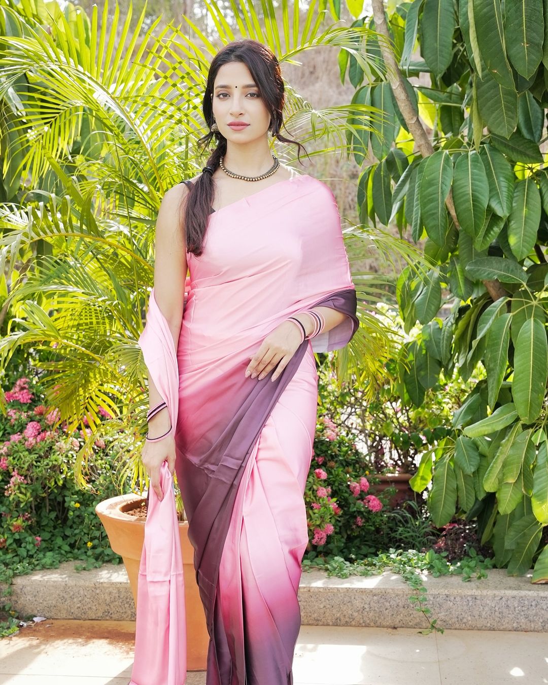 Chai Coffee 1-Minute Ready To Wear Satin Silk Saree