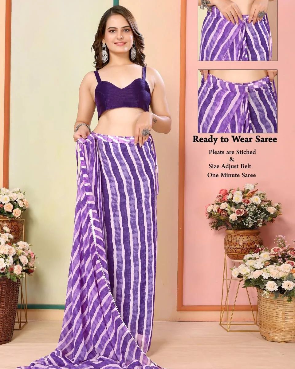 Orchid 1-Minute Ready To Wear Georgette Saree