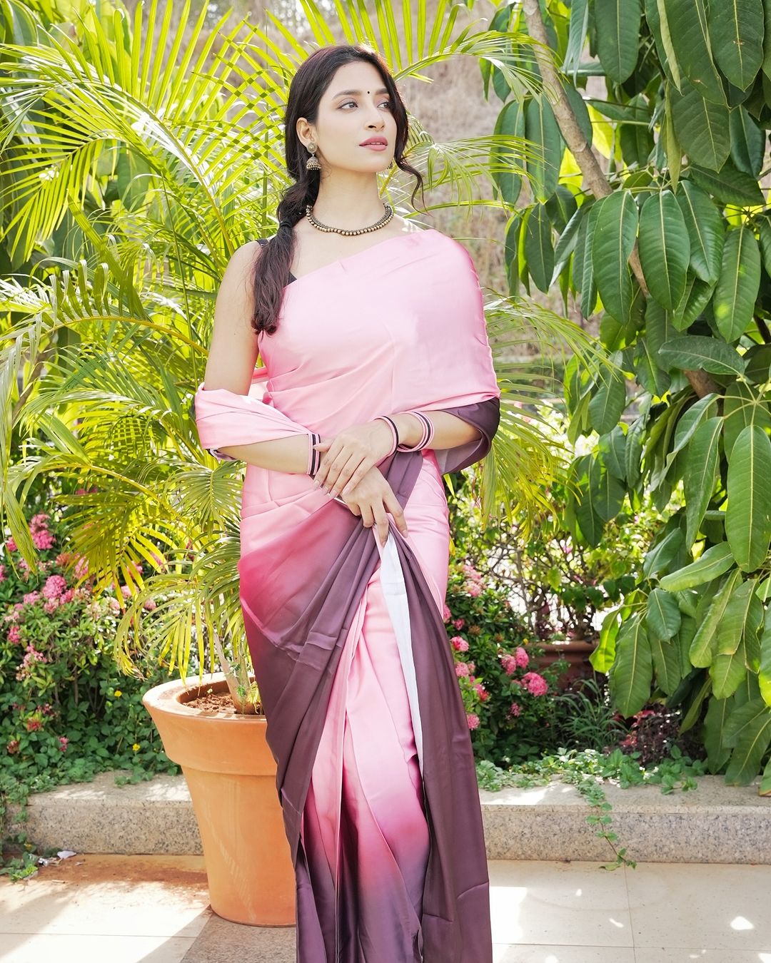 Chai Coffee 1-Minute Ready To Wear Satin Silk Saree