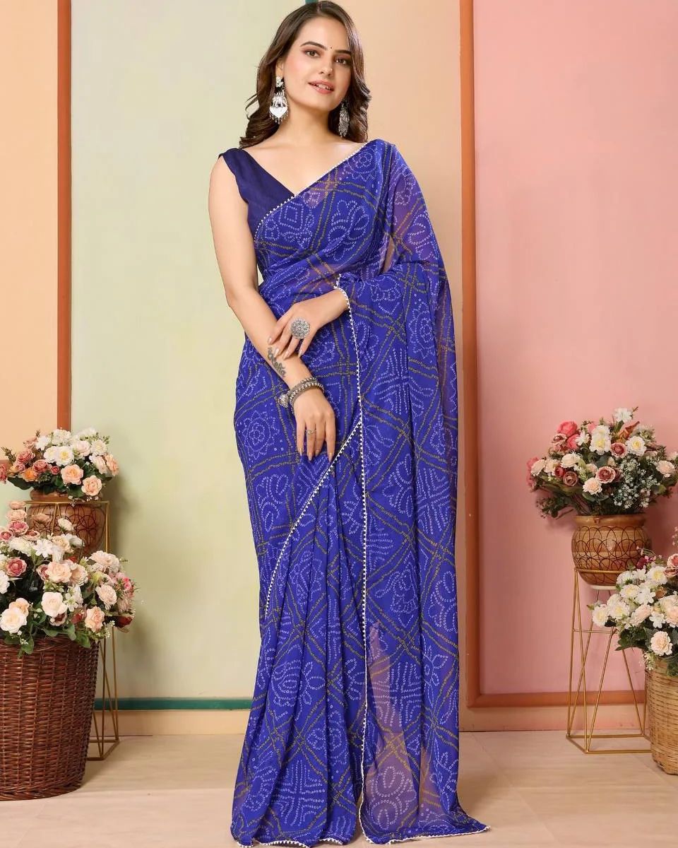 1 MIN READY TO WEAR GEORGETTE SAREE IN IMPORTED CHIFFON WITH HEAVY BLOUSE