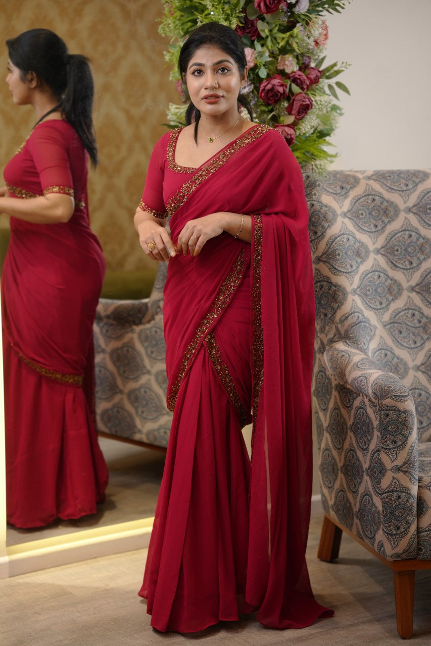 Perfect 1-Minute Ready To Wear Georgette Gown Saree