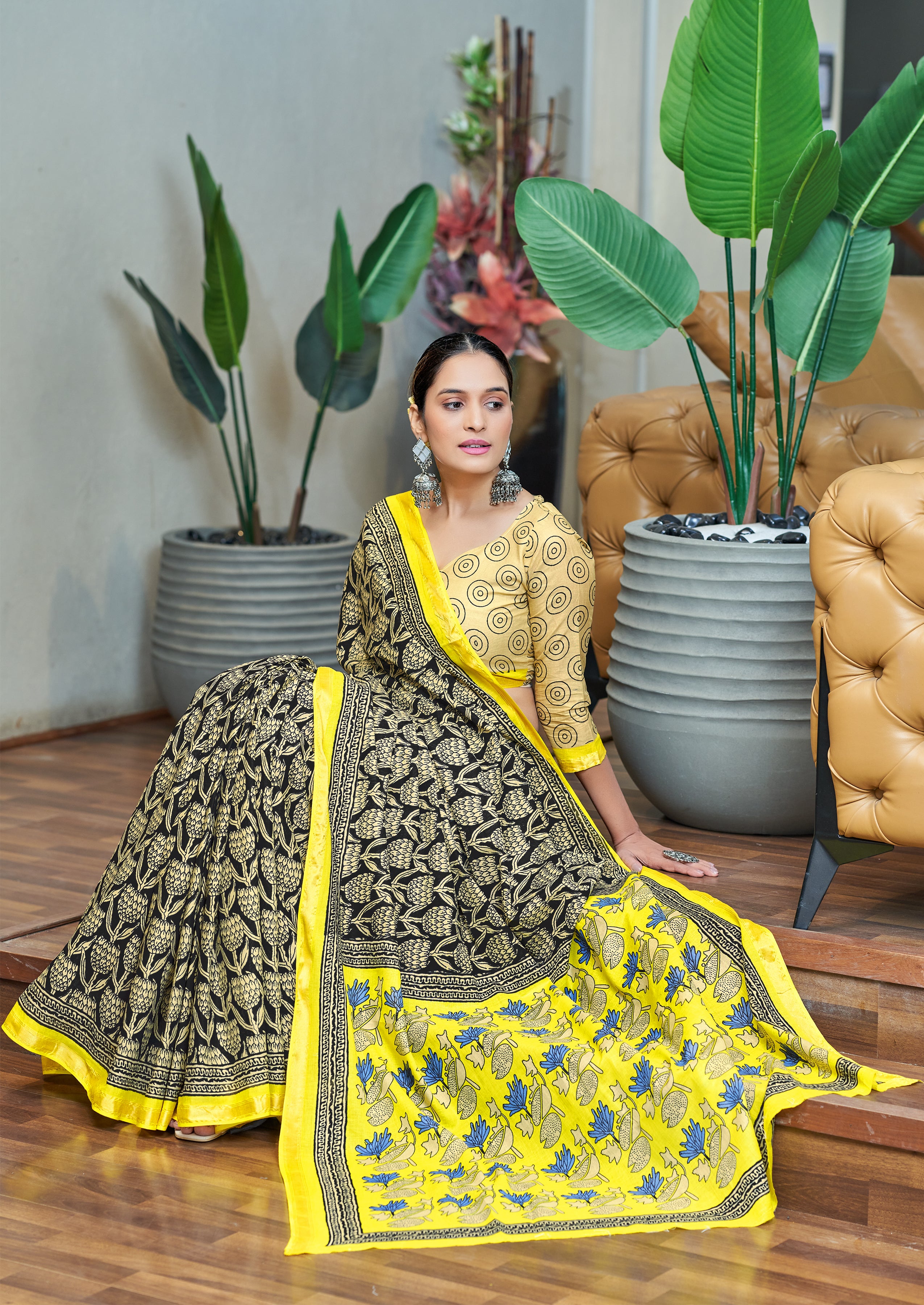 Tempting 1-Minute Ready To Wear Mul Cotton Digital Printed Saree