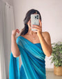 Arctic Blue 1-Minute Ready To Wear Georgette Saree