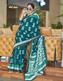 Excellent 1 Minute Ready To Wear Teal Color Mul Cotton Printed Saree