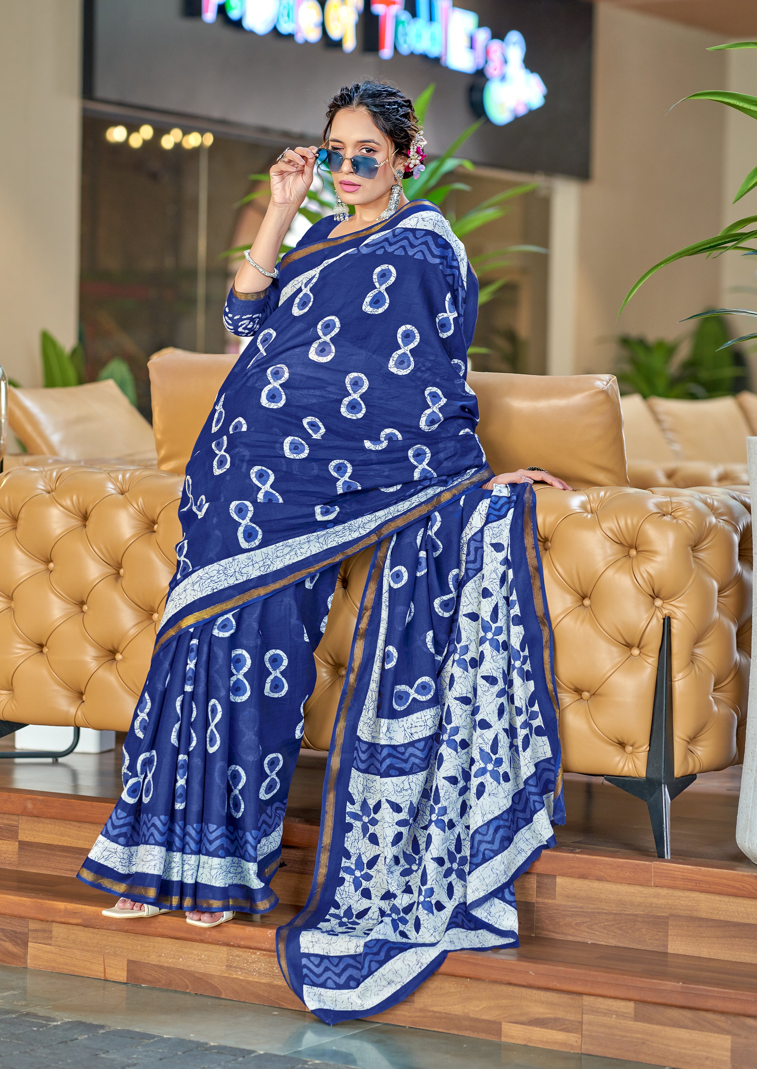 Opulent 1 Minute Ready To Wear Mul Cotton Printed Saree