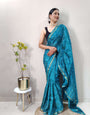 1 Min Ready To Wear Saree In PEACOCK Bandhani With All Over Boder