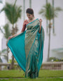 Rama Soft Silk Saree with Vestigial Blouse Piece