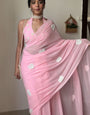 Incomparable 1-Minute Ready To Wear Baby Pink Georgette Saree