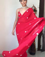 Effervescent 1-Minute Ready To Wear Red Georgette Saree