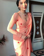 Smashing 1-Minute Ready To Wear Peach Georgette Saree