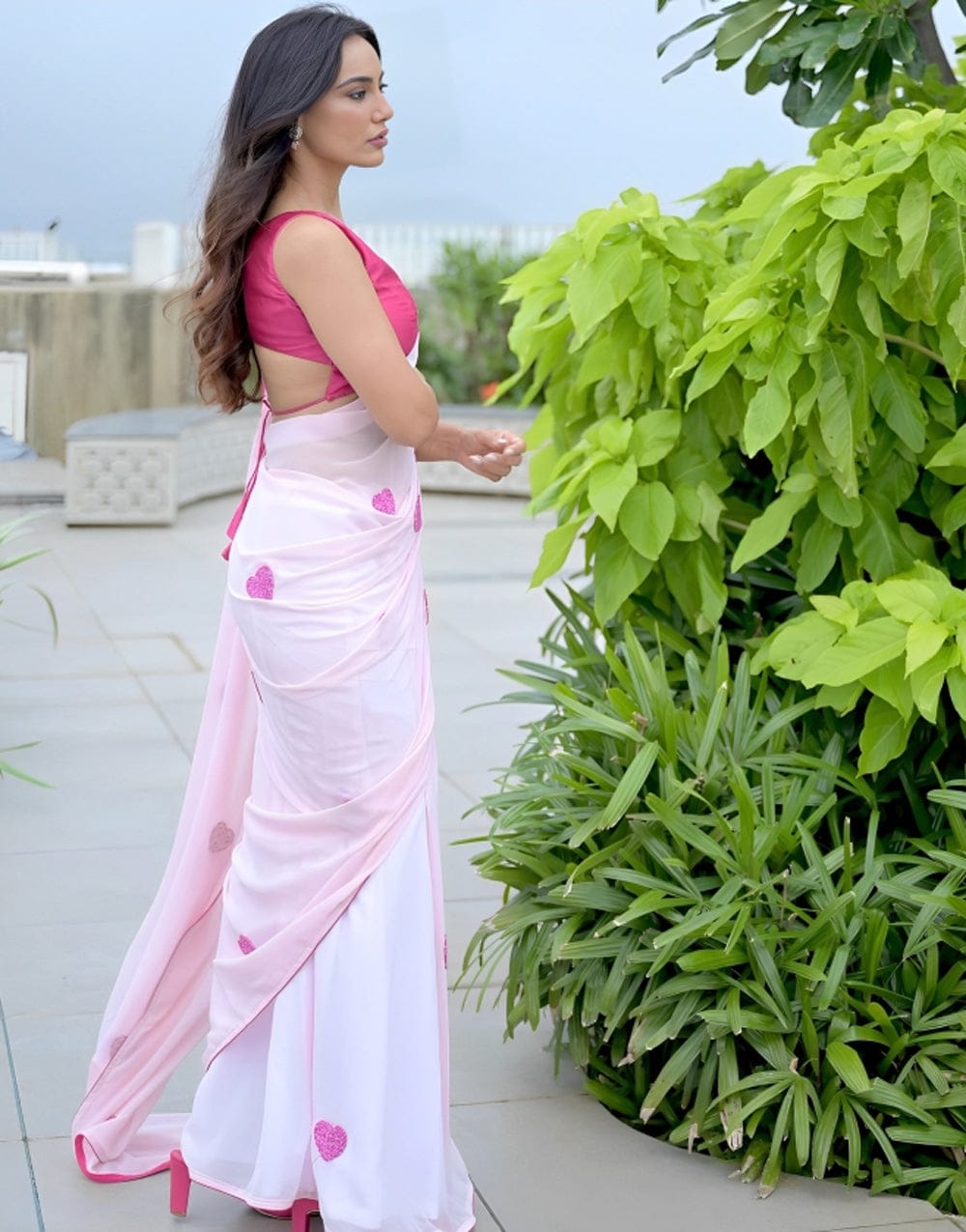 Aplomb 1-Minute Ready To Wear Light Pink Georgette Saree