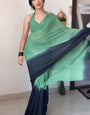 1-Minute Ready To Wear Green and Black Georgette Saree