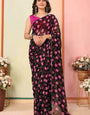 Lovely 1-Minute Ready To Wear Black Georgette Saree