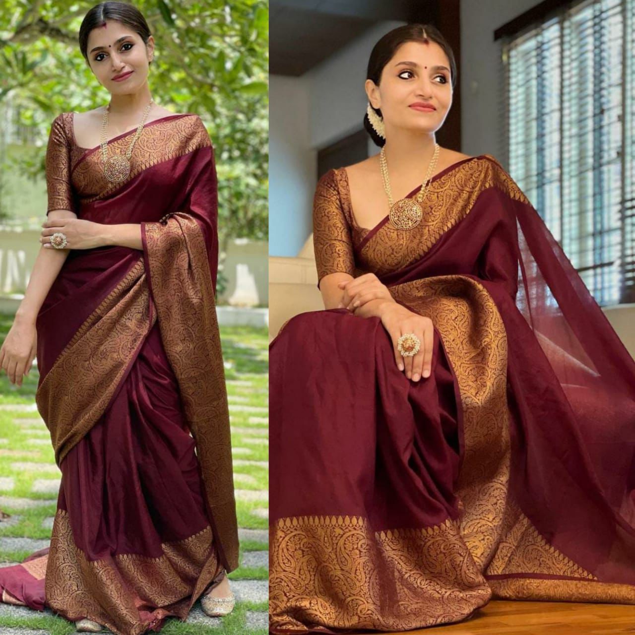 BEAUTIFUL RICH PALLU & JACQUARD WORK SOFT LICHI SILK SAREE