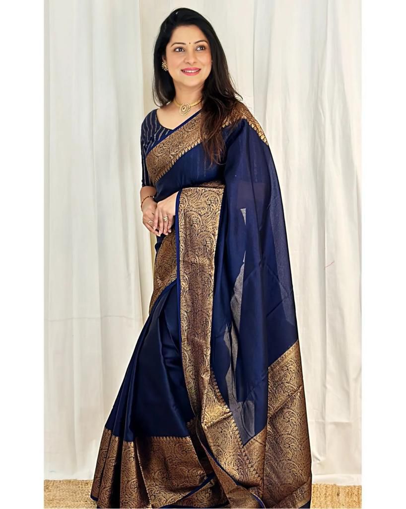 BEAUTIFUL RICH PALLU & JACQUARD WORK SOFT LICHI SILK SAREE