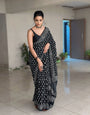 Delightful 1 Minute Ready To Wear Black Pure Soft Linen Silk Saree