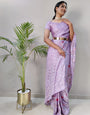 Chinon Silk Embroidery And Beautiful Sequins Work Latest Ready To Wear Saree