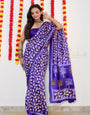 Glittering Blue Hand Block  Print Soft   Mal Mal Cotton Sarees With Running Blouse