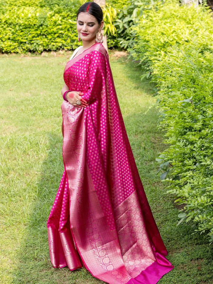 Krushna Pink Banarasi Silk Saree