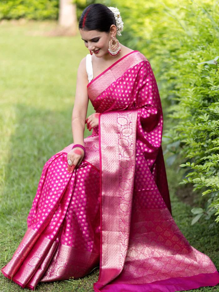 Krushna Pink Banarasi Silk Saree