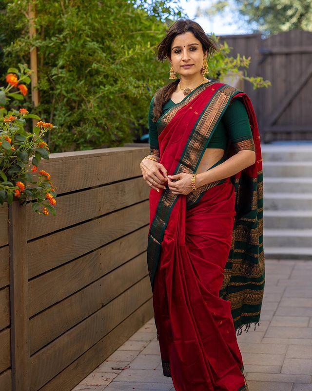 Red Banarasi Soft Silk Zari Work Saree