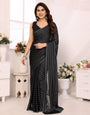 Beautiful Georgette silk  Black color Printed Ready To Wear Saree