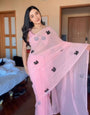 Ratatouille 1-Minute Ready To Wear Pink Georgette Saree