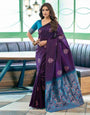 Ethenic  Navy Blue Woven Design Art Silk Banarasi Saree