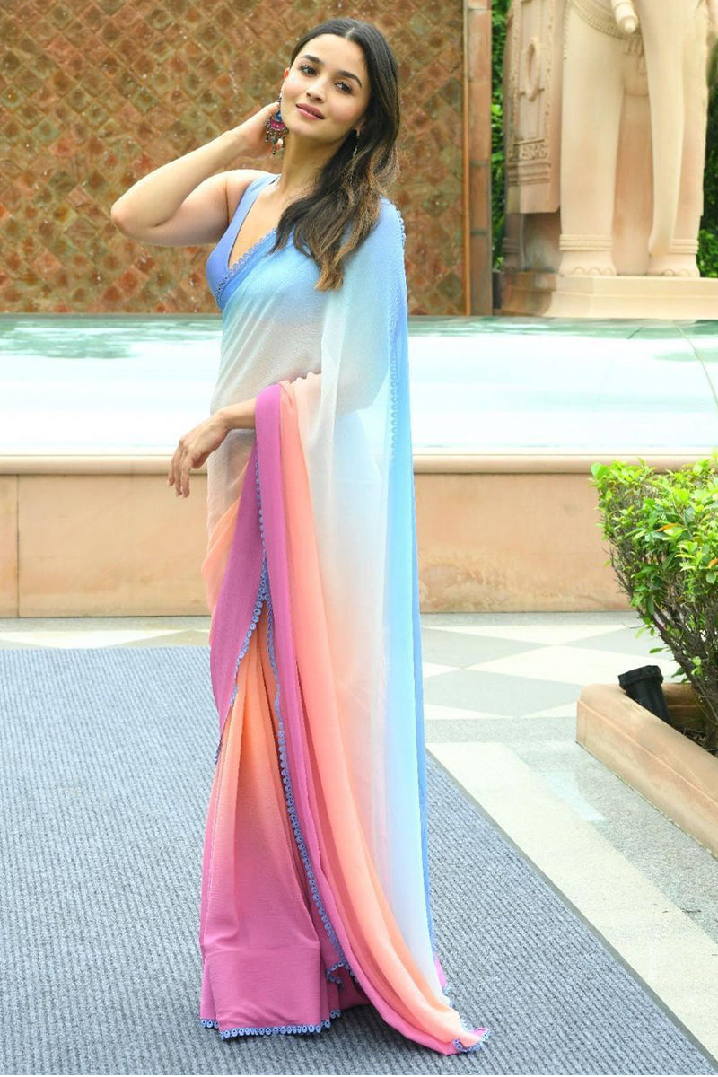 1-Minute Ready To Wear Multi Color Georgette Saree